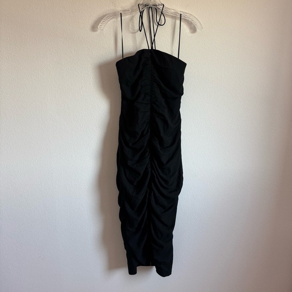 J. Crew: Collection Halter-Tie Ruched Dress in Black Size: 8, NWT - Picture 3 of 12